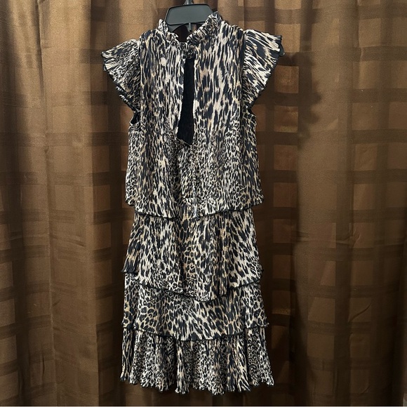 NWT AllSaints Antheia kiku Mini dress in brown Sz US 0 reg $299 - Picture 4 of 7